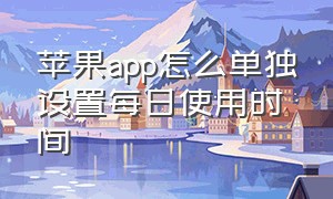 苹果app怎么单独设置每日使用时间