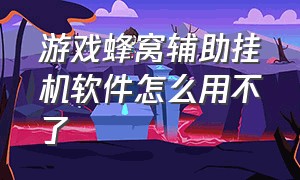 游戏蜂窝辅助挂机软件怎么用不了