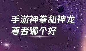 手游神拳和神龙尊者哪个好