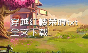 穿越红楼荣府txt全文下载