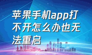 苹果手机app打不开怎么办也无法重启