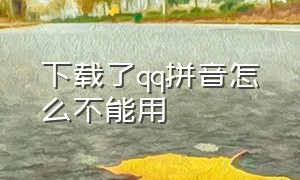 下载了qq拼音怎么不能用