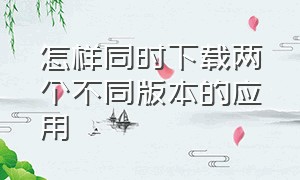 怎样同时下载两个不同版本的应用