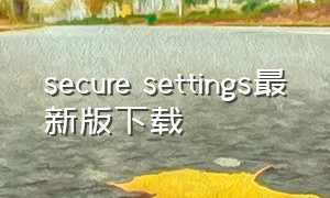 secure settings最新版下载