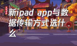 新ipad app与数据传输方式选什么