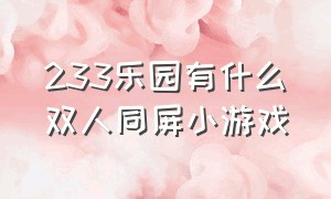 233乐园有什么双人同屏小游戏