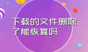 下载的文件删除了能恢复吗