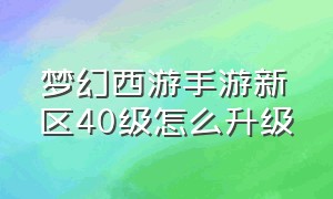 梦幻西游手游新区40级怎么升级