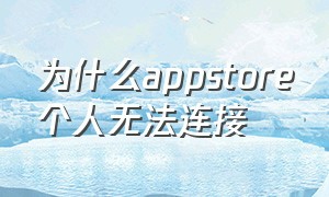 为什么appstore个人无法连接