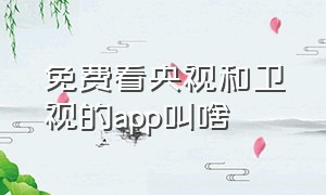 免费看央视和卫视的app叫啥