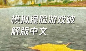 模拟捏脸游戏破解版中文