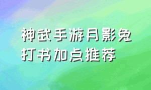 神武手游月影兔打书加点推荐