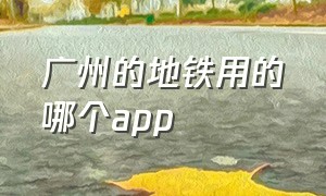 广州的地铁用的哪个app