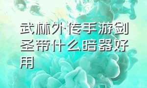 武林外传手游剑圣带什么暗器好用