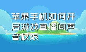 苹果手机如何开启游戏直播间声音权限