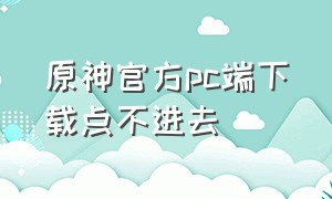 原神官方pc端下载点不进去