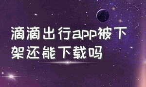 滴滴出行app被下架还能下载吗