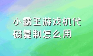 小霸王游戏机代码复制怎么用