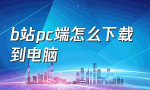 b站pc端怎么下载到电脑