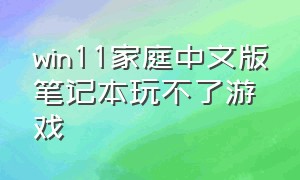 win11家庭中文版笔记本玩不了游戏