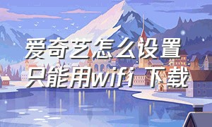 爱奇艺怎么设置只能用wifi 下载