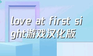 love at first sight游戏汉化版