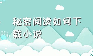 秘密阅读如何下载小说