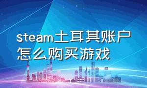 steam土耳其账户怎么购买游戏