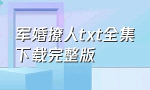 军婚撩人txt全集下载完整版