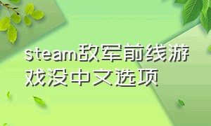 steam敌军前线游戏没中文选项