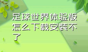 足球世界体验版怎么下载安装不了