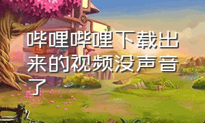 哔哩哔哩下载出来的视频没声音了