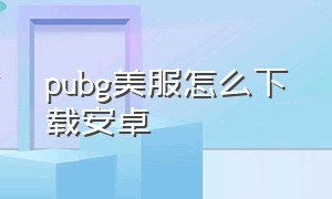 pubg美服怎么下载安卓