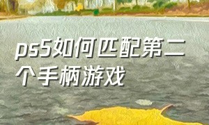 ps5如何匹配第二个手柄游戏