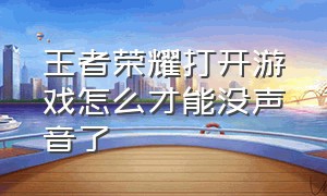 王者荣耀打开游戏怎么才能没声音了