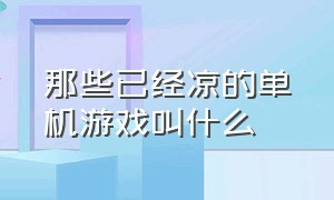 那些已经凉的单机游戏叫什么