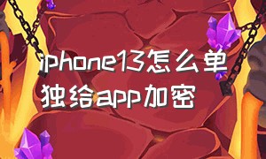 iphone13怎么单独给app加密