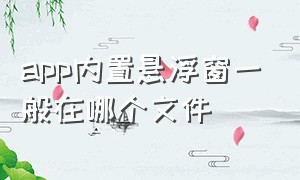 app内置悬浮窗一般在哪个文件