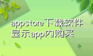 appstore下载软件显示app内购买