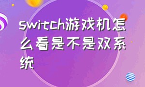 switch游戏机怎么看是不是双系统