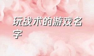 玩战术的游戏名字