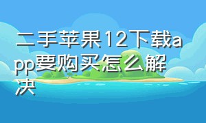 二手苹果12下载app要购买怎么解决