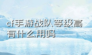 cf手游战队等级高有什么用吗