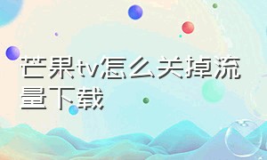 芒果tv怎么关掉流量下载