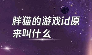 胖猫的游戏id原来叫什么