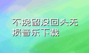 不挽留没回头无损音乐下载