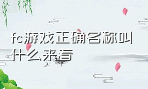 fc游戏正确名称叫什么来着