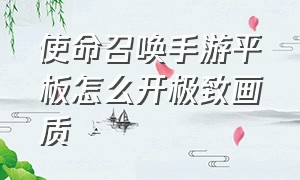 使命召唤手游平板怎么开极致画质