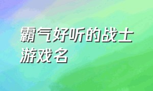 霸气好听的战士游戏名