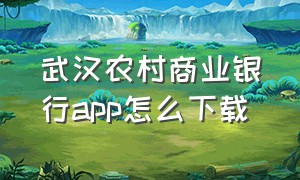 武汉农村商业银行app怎么下载